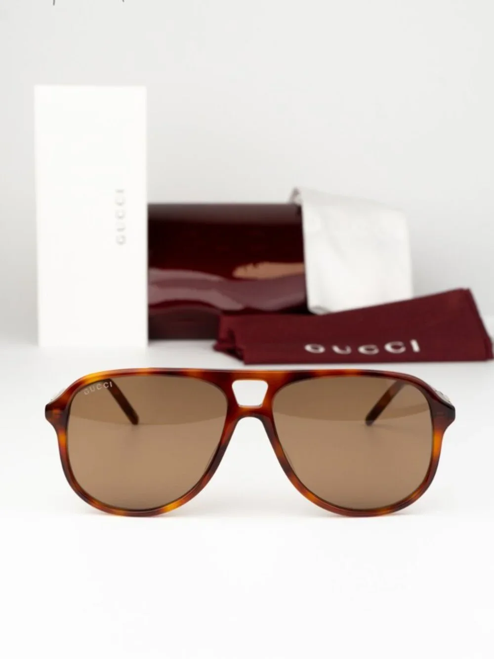 Gucci Men Sunglasses Havana Brown Pilot GG1156S 003 NEW AUTHENTIC